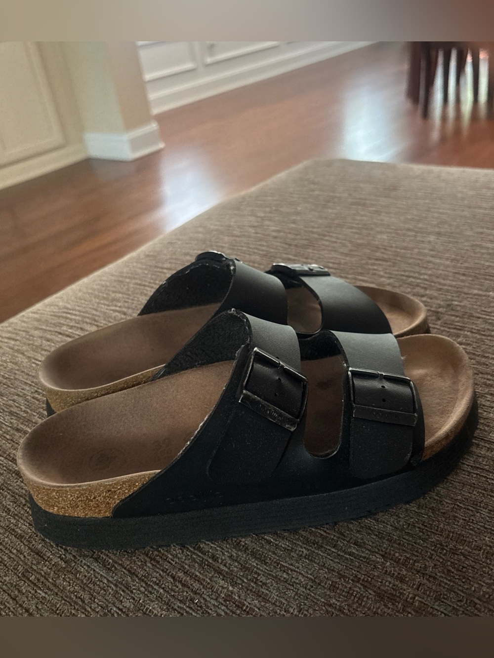 Birkenstock Pavilion Black Cork Footbed Sandals - Textured Rubber Soles